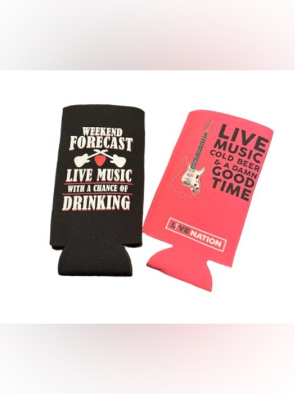 Live Nation Pink and Black Can Cooler Duo - 16 oz Live Music Graphics